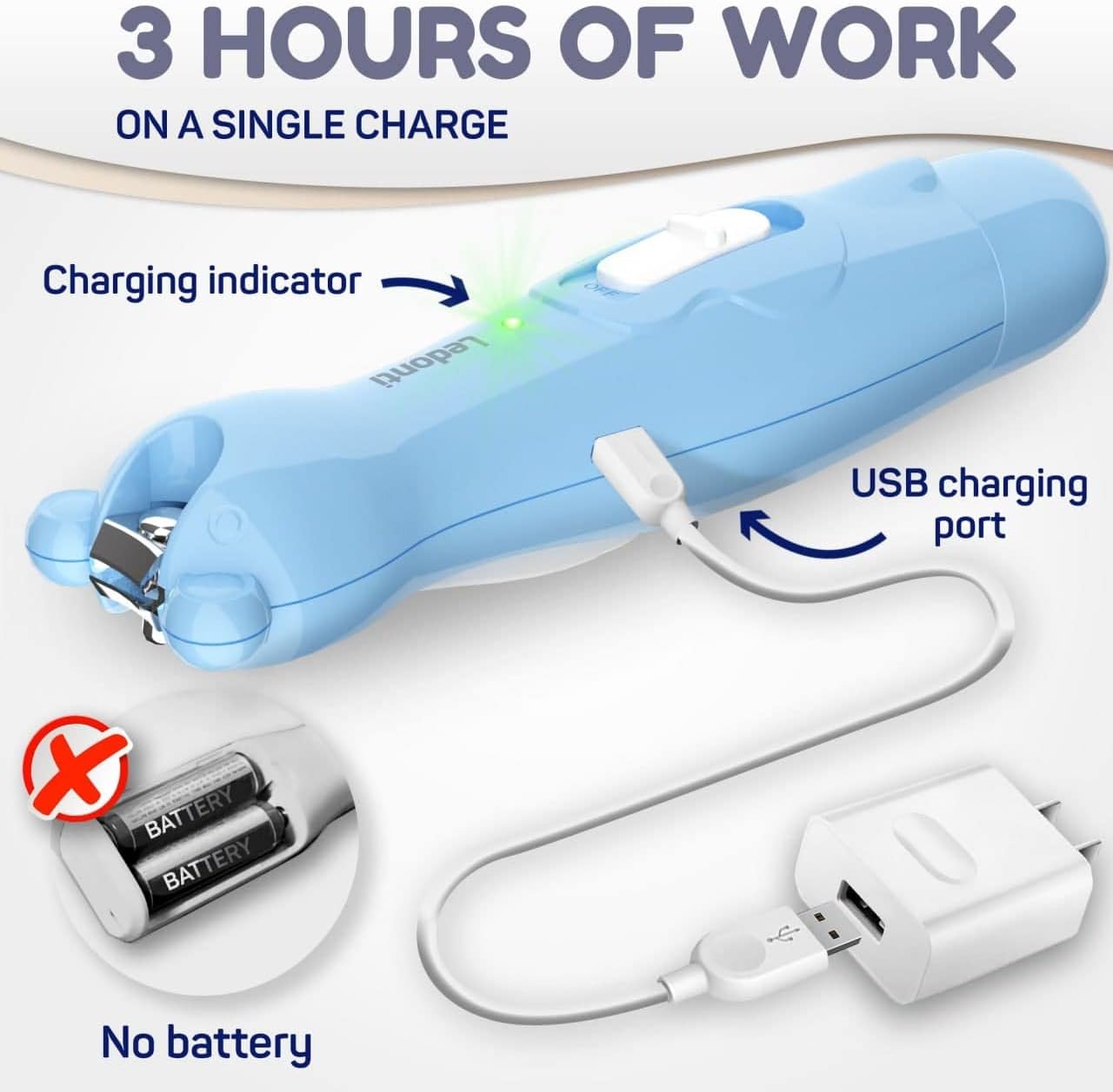 Rechargeable Baby Nail Trimmer - Baby Nail Clippers Electric w/Led Light for Newborn, Infant, Toddler, Kids - Baby Manicure Fingernail Care Set w/Scissors - Baby Essentials Must Haves Grinder Cutter… - Image 6